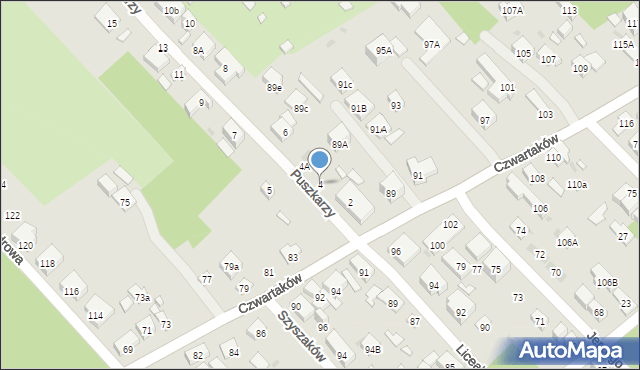 Warszawa, Puszkarzy, 4, mapa Warszawy