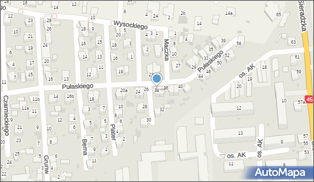 Wieluń, Pułaskiego Kazimierza, gen., 34, mapa Wieluń