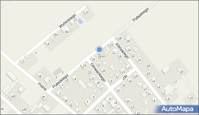 Wiry, Pułaskiego, 12, mapa Wiry