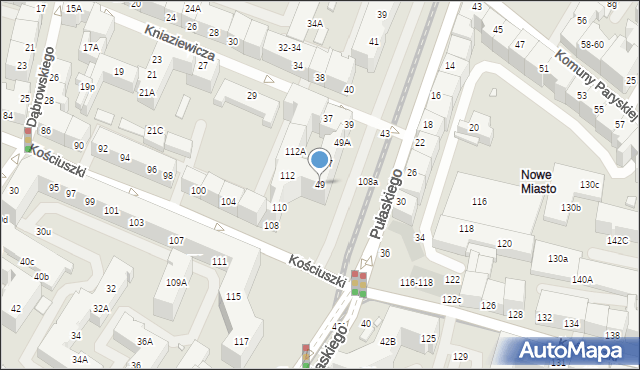 Wrocław, Pułaskiego Kazimierza, gen., 49, mapa Wrocławia