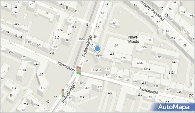 Wrocław, Pułaskiego Kazimierza, gen., 34, mapa Wrocławia