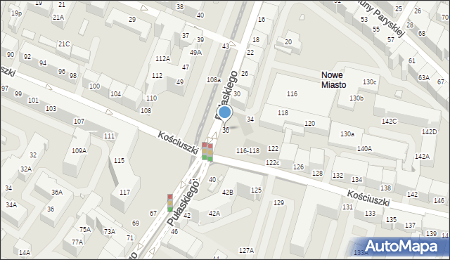 Wrocław, Pułaskiego Kazimierza, gen., 36, mapa Wrocławia
