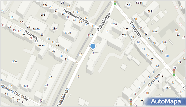 Wrocław, Pułaskiego Kazimierza, gen., 4, mapa Wrocławia