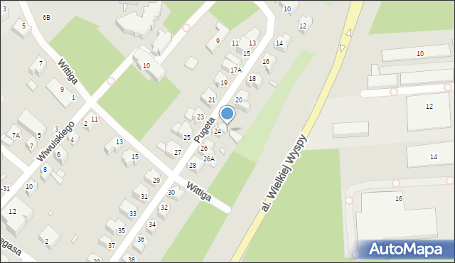 Wrocław, Pugeta Ludwika, 24A, mapa Wrocławia