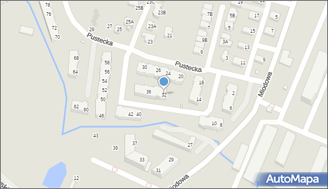 Wrocław, Pustecka, 32, mapa Wrocławia