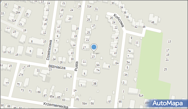 Wrocław, Pusta, 15, mapa Wrocławia