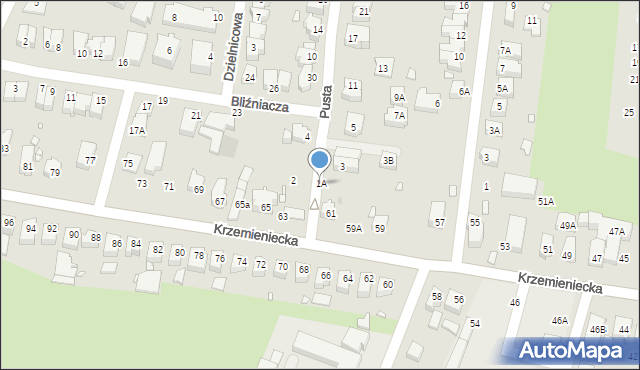 Wrocław, Pusta, 1A, mapa Wrocławia