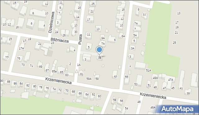 Wrocław, Pusta, 3B, mapa Wrocławia