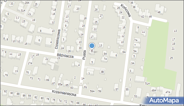 Wrocław, Pusta, 9, mapa Wrocławia