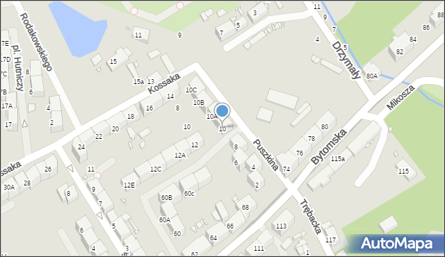 Zabrze, Puszkina Aleksandra, 10, mapa Zabrza