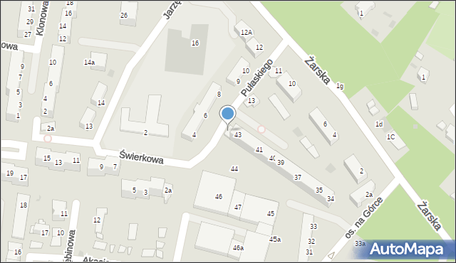 Żagań, Pułaskiego, 14, mapa Żagań