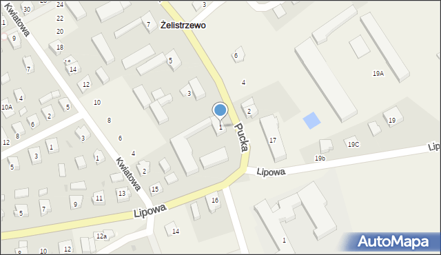 Żelistrzewo, Pucka, 1, mapa Żelistrzewo
