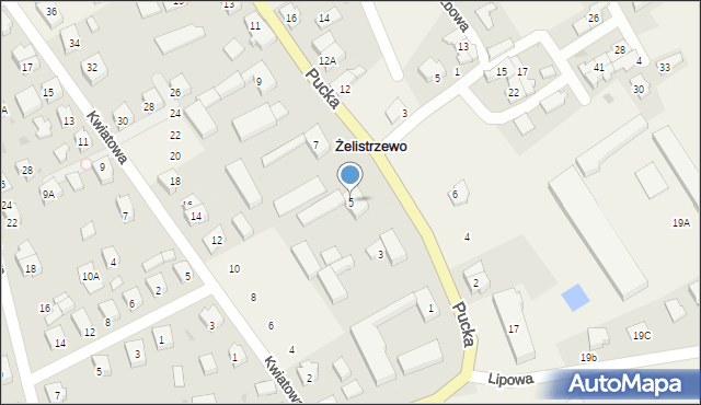 Żelistrzewo, Pucka, 5, mapa Żelistrzewo