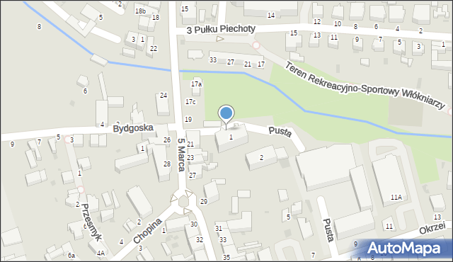 Złocieniec, Pusta, 1a, mapa Złocieniec