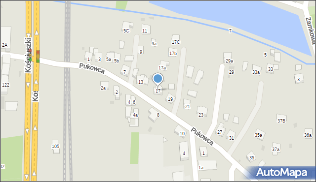 Żory, Pukowca, 17, mapa Żor