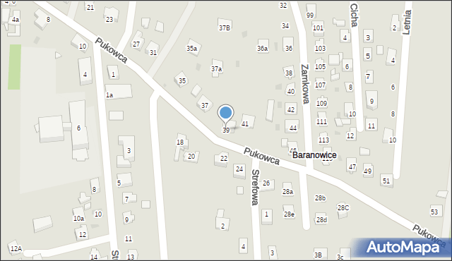 Żory, Pukowca, 39, mapa Żor
