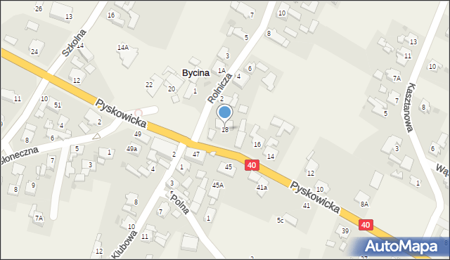 Bycina, Pyskowicka, 18, mapa Bycina