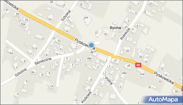 Bycina, Pyskowicka, 49, mapa Bycina