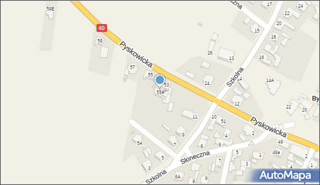 Bycina, Pyskowicka, 53A, mapa Bycina
