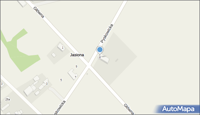 Jasiona, Pyskowicka, 4, mapa Jasiona