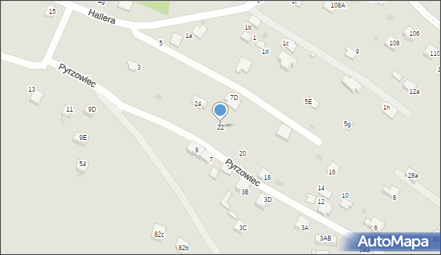 Jaworzno, Pyrzowiec, 22, mapa Jaworzno