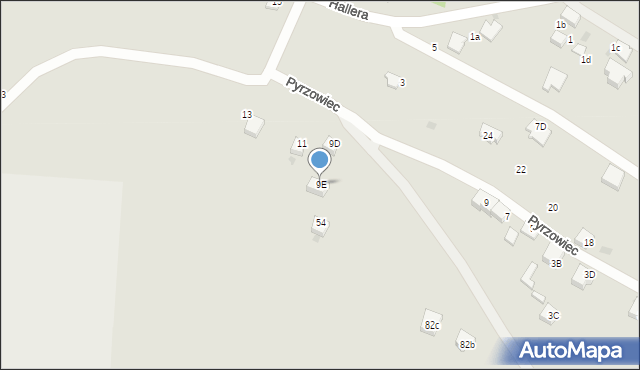 Jaworzno, Pyrzowiec, 9E, mapa Jaworzno