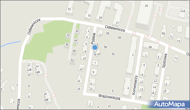 Kraków, Pyjasa Stanisława, 5, mapa Krakowa