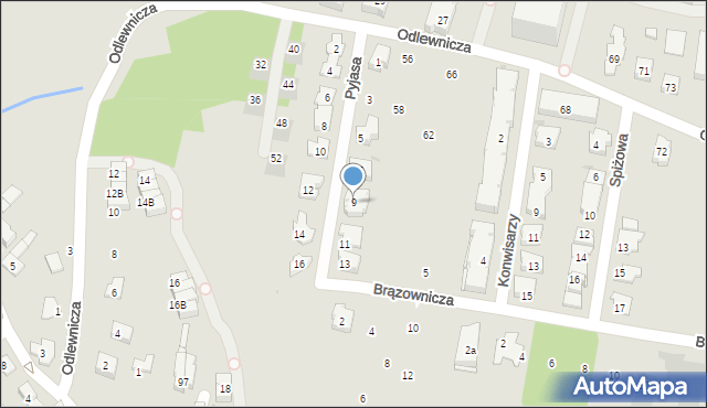 Kraków, Pyjasa Stanisława, 9, mapa Krakowa