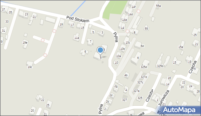 Kraków, Pylna, 3, mapa Krakowa