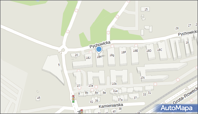 Kraków, Pychowicka, 18h, mapa Krakowa