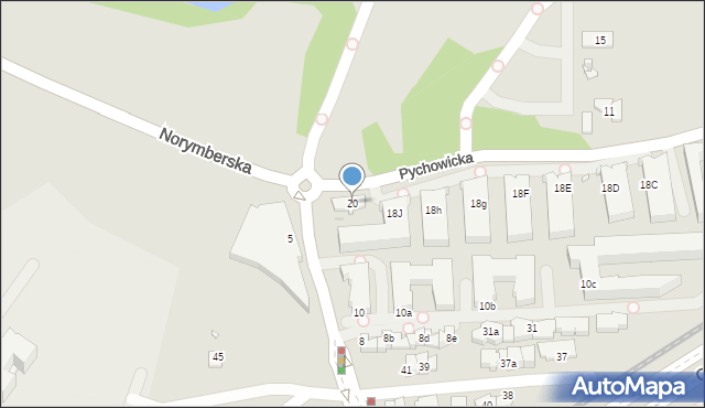 Kraków, Pychowicka, 20, mapa Krakowa