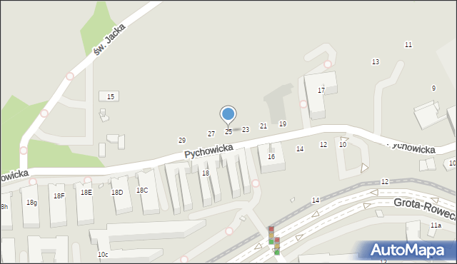 Kraków, Pychowicka, 25, mapa Krakowa