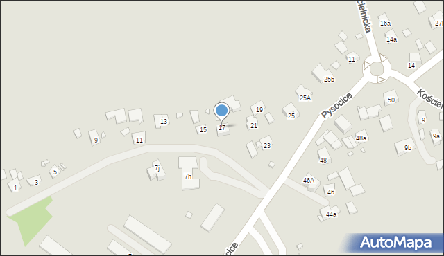 Kraków, Pysocice, 17, mapa Krakowa