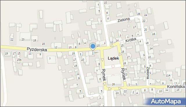 Lądek, Pyzderska, 1, mapa Lądek