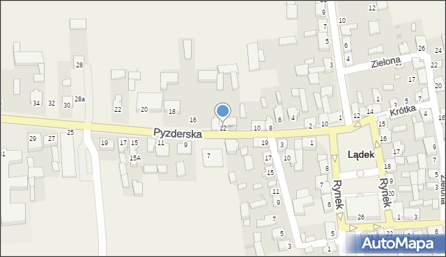 Lądek, Pyzderska, 12, mapa Lądek