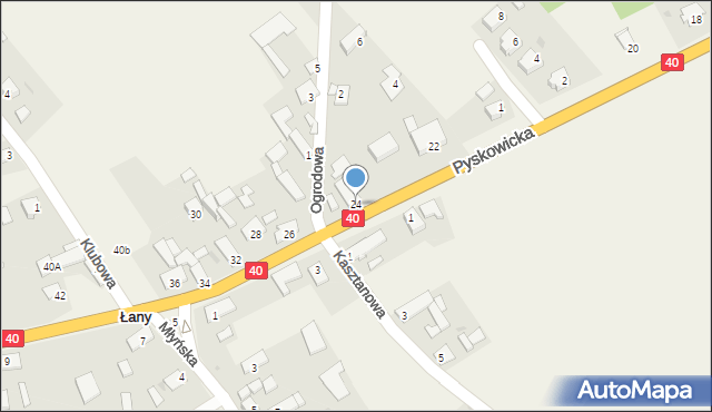Łany, Pyskowicka, 24, mapa Łany