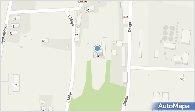 Łubie, Pyskowicka, 34, mapa Łubie