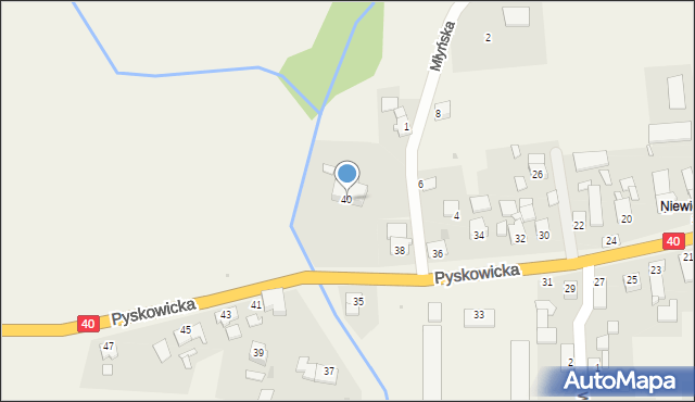 Niewiesze, Pyskowicka, 40, mapa Niewiesze