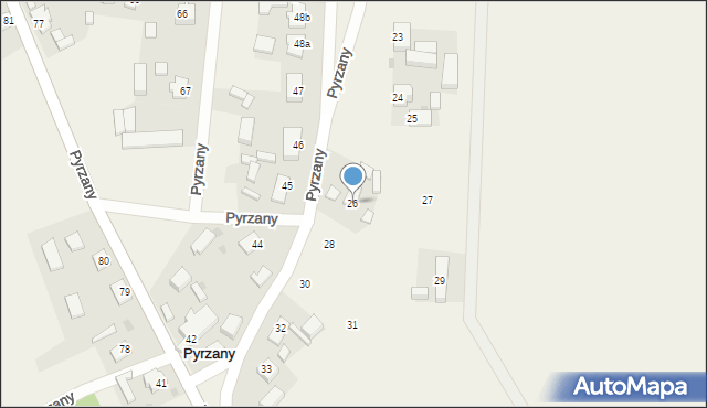 Pyrzany, Pyrzany, 26, mapa Pyrzany