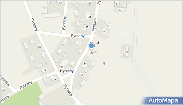 Pyrzany, Pyrzany, 30, mapa Pyrzany
