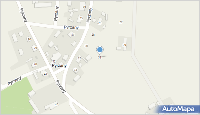 Pyrzany, Pyrzany, 31, mapa Pyrzany