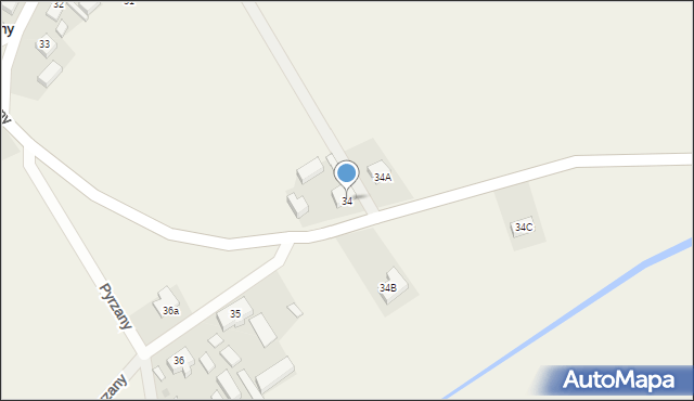 Pyrzany, Pyrzany, 34, mapa Pyrzany