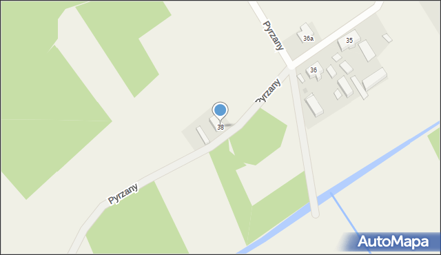 Pyrzany, Pyrzany, 38, mapa Pyrzany