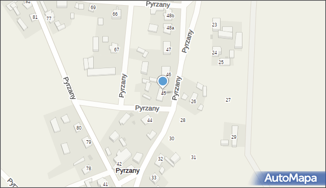 Pyrzany, Pyrzany, 45, mapa Pyrzany