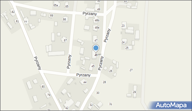 Pyrzany, Pyrzany, 46, mapa Pyrzany