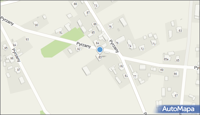 Pyrzany, Pyrzany, 83, mapa Pyrzany