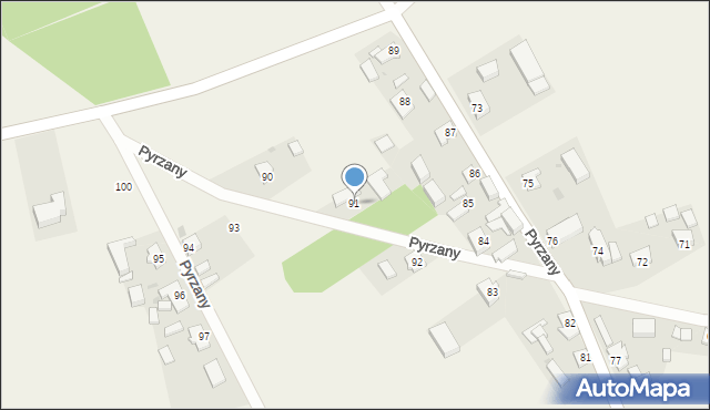Pyrzany, Pyrzany, 91, mapa Pyrzany