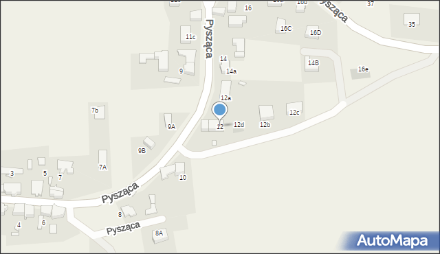 Pysząca, Pysząca, 12, mapa Pysząca