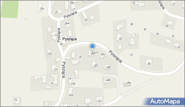 Pysząca, Pysząca, 16a, mapa Pysząca