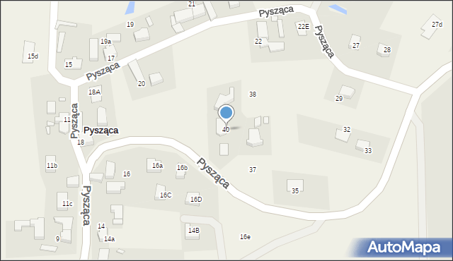 Pysząca, Pysząca, 40, mapa Pysząca